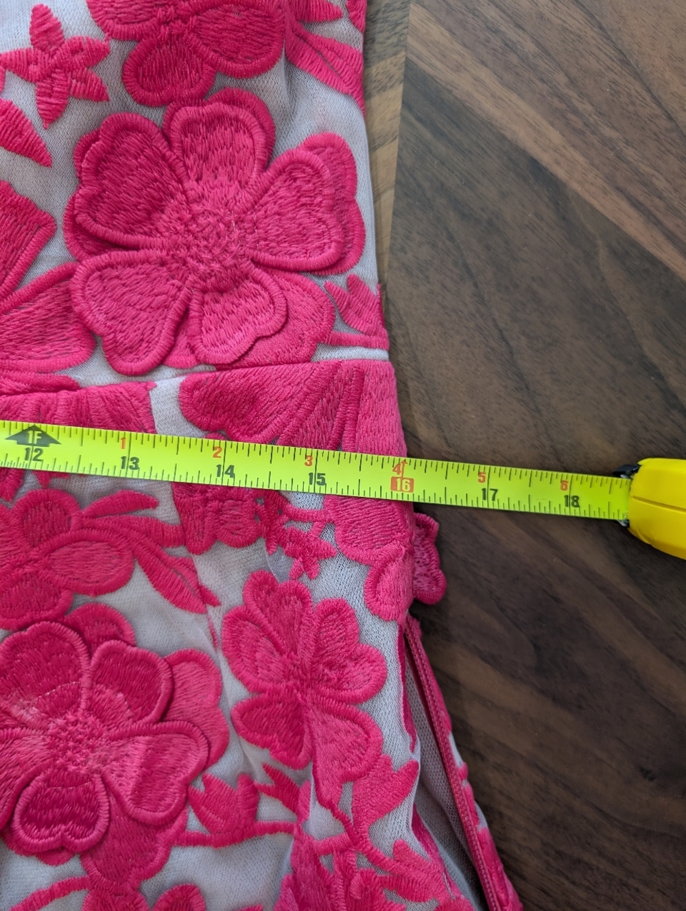Anthropologie Pink Floral Appliqué Mini Dress - Picture 13 of 13